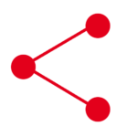 Icon Netzwerktechnik: drei Punkte sind mit zwei Strichen verbunden