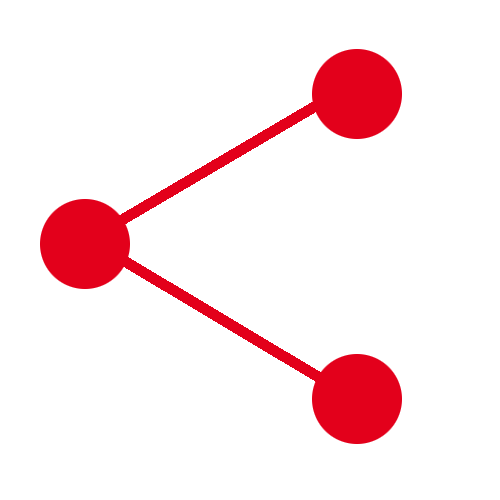 Icon Netzwerktechnik: drei Punkte sind mit zwei Strichen verbunden